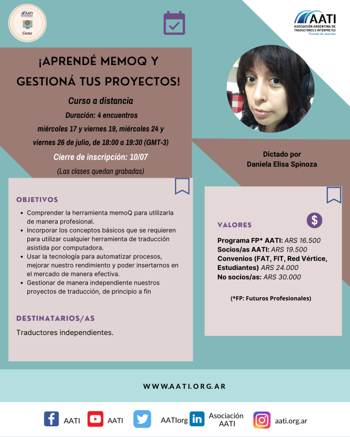 CERRADO: ¡Aprendé memoQ y gestioná tus proyectos!
