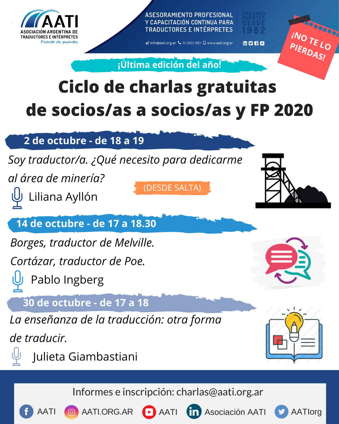 CERRADO: Ciclo de charlas gratuitas de socios/as a socios/as AATI