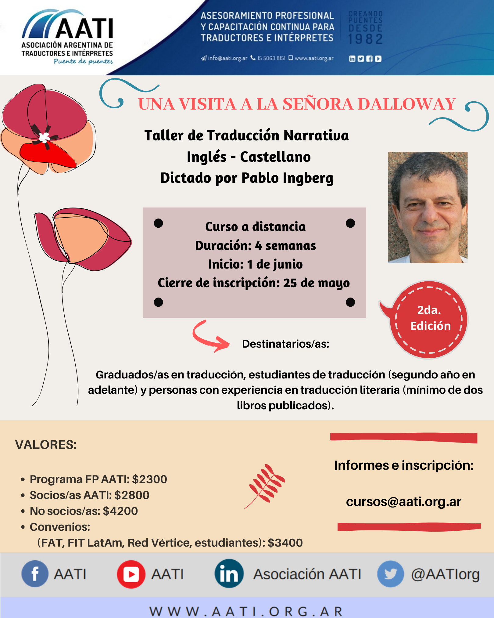 CERRADO: Una visita a la señora Dalloway: Taller de traducción narrativa del inglés al castellano (segunda edición)