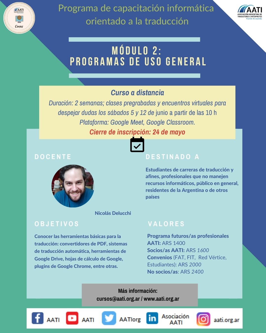 CERRADO: Módulo 2: Programas de uso general (Programa de capacitación informática orientado a la traducción)