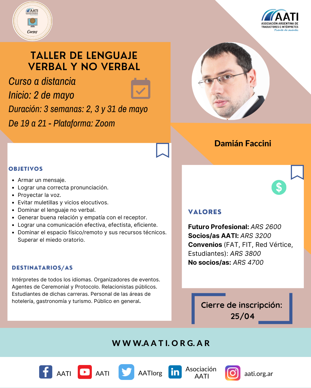 CERRADO: Taller de Lenguaje Verbal y No Verbal (Oratoria y Comunicación)