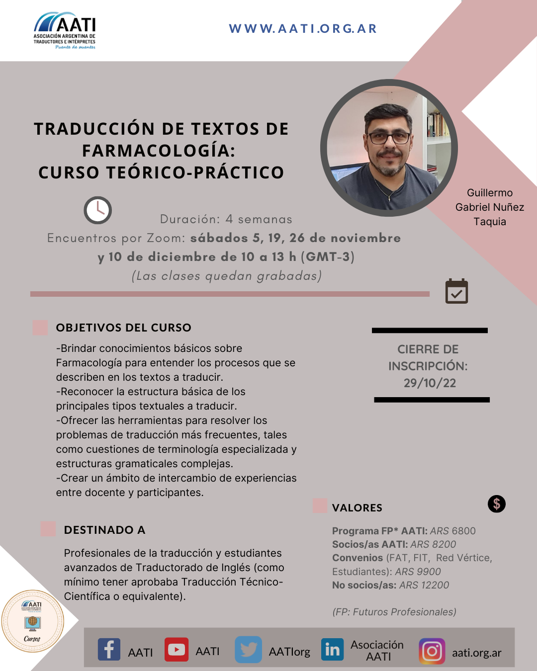 CERRADO: Traducción de textos de farmacología: curso teórico-práctico