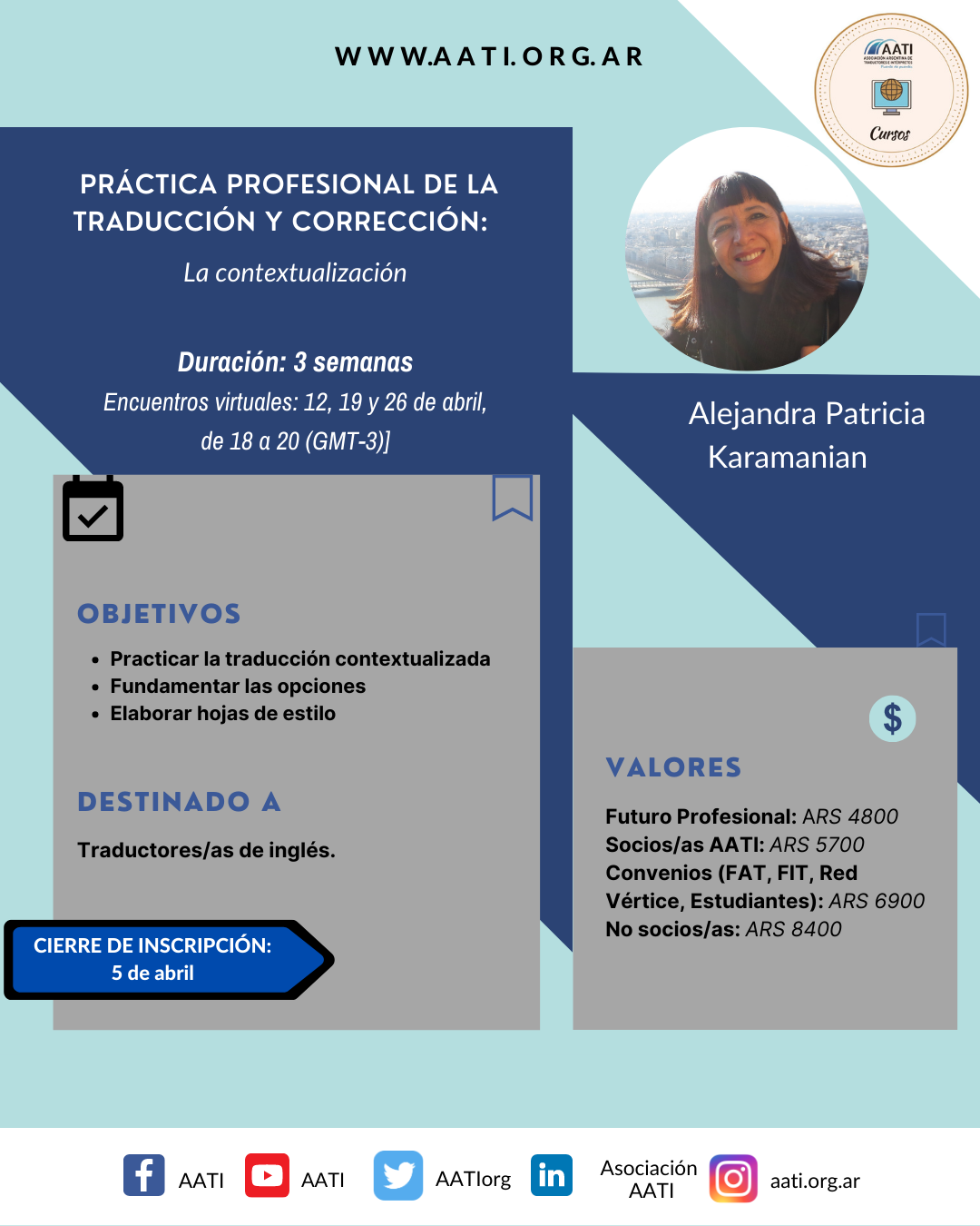 CERRADO: Práctica profesional de la traducción y corrección: La contextualización (Alejandra Karamanian)