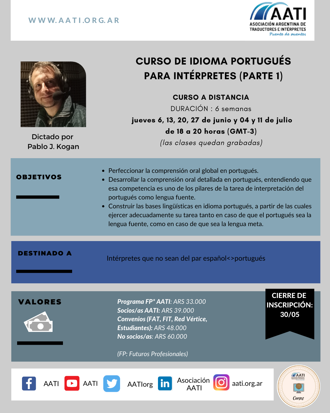 CERRADO: Curso de idioma portugués para intérpretes (Parte 1)