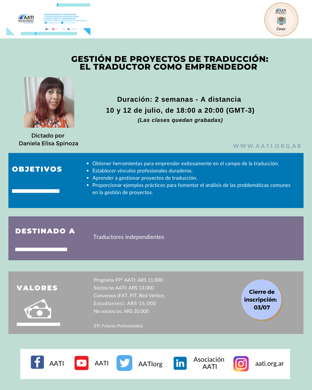 CERRADO: Gestión de proyectos de traducción: el traductor como emprendedor