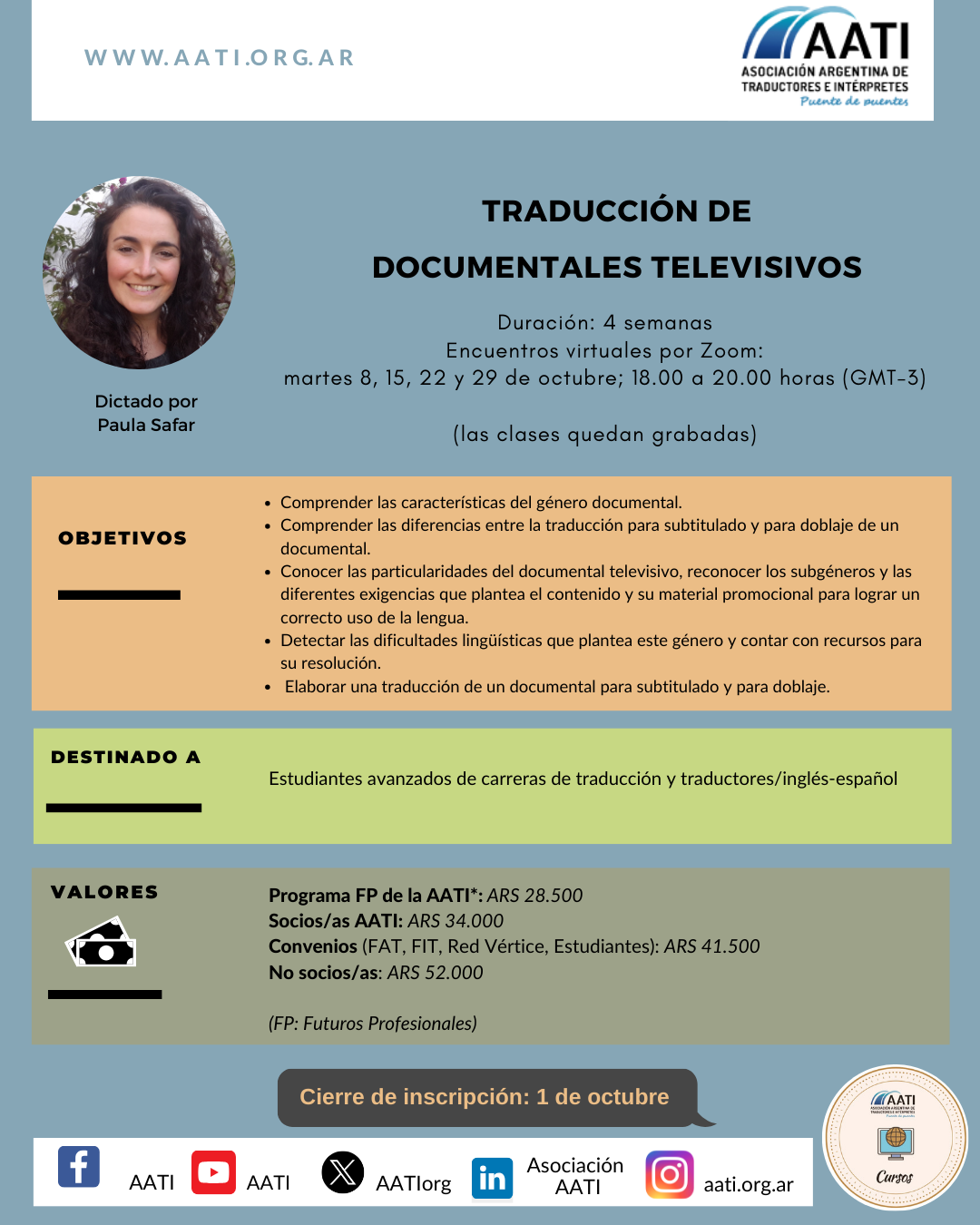 CERRADO: Traducción de documentales televisivos