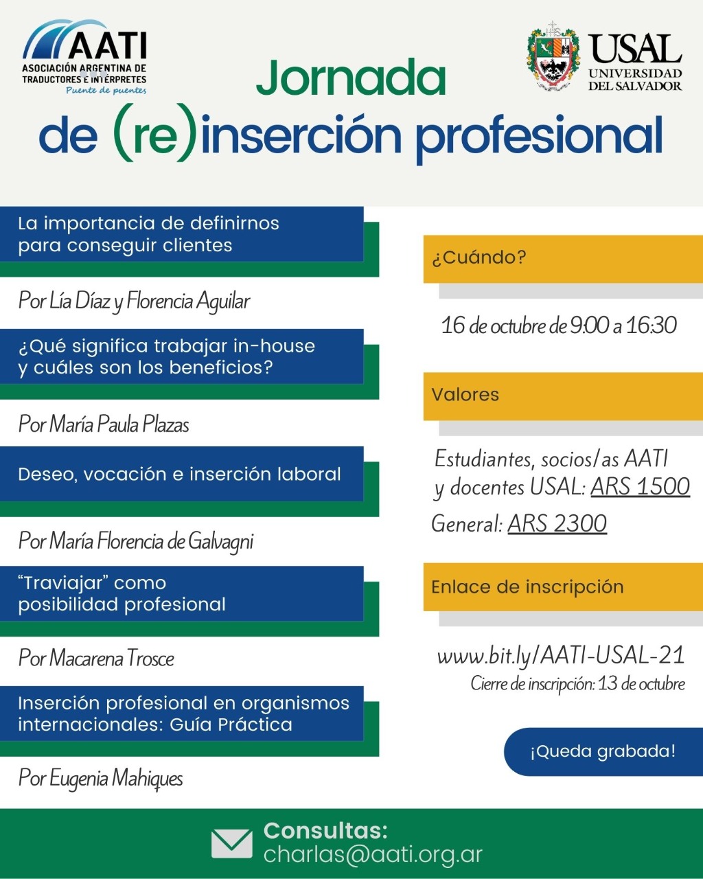 CERRADO: Jornada de (re)inserción profesional AATI-USAL 2021