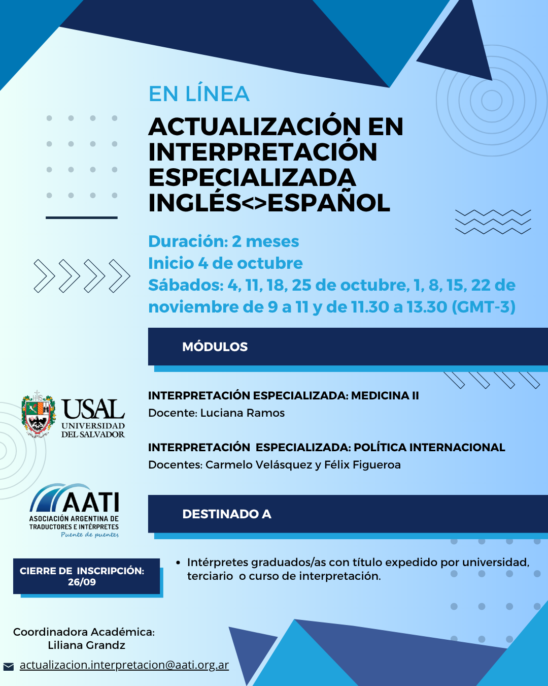 Actualización en Interpretación Especializada inglés español AATI-USAL