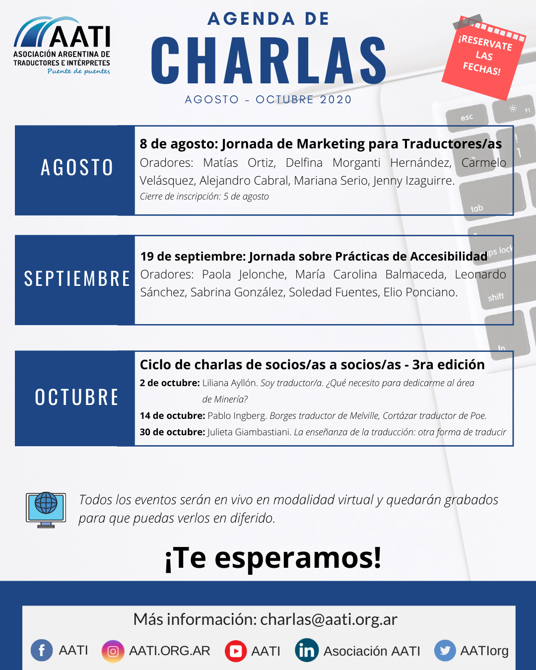 CERRADO: Agenda de charlas AATI