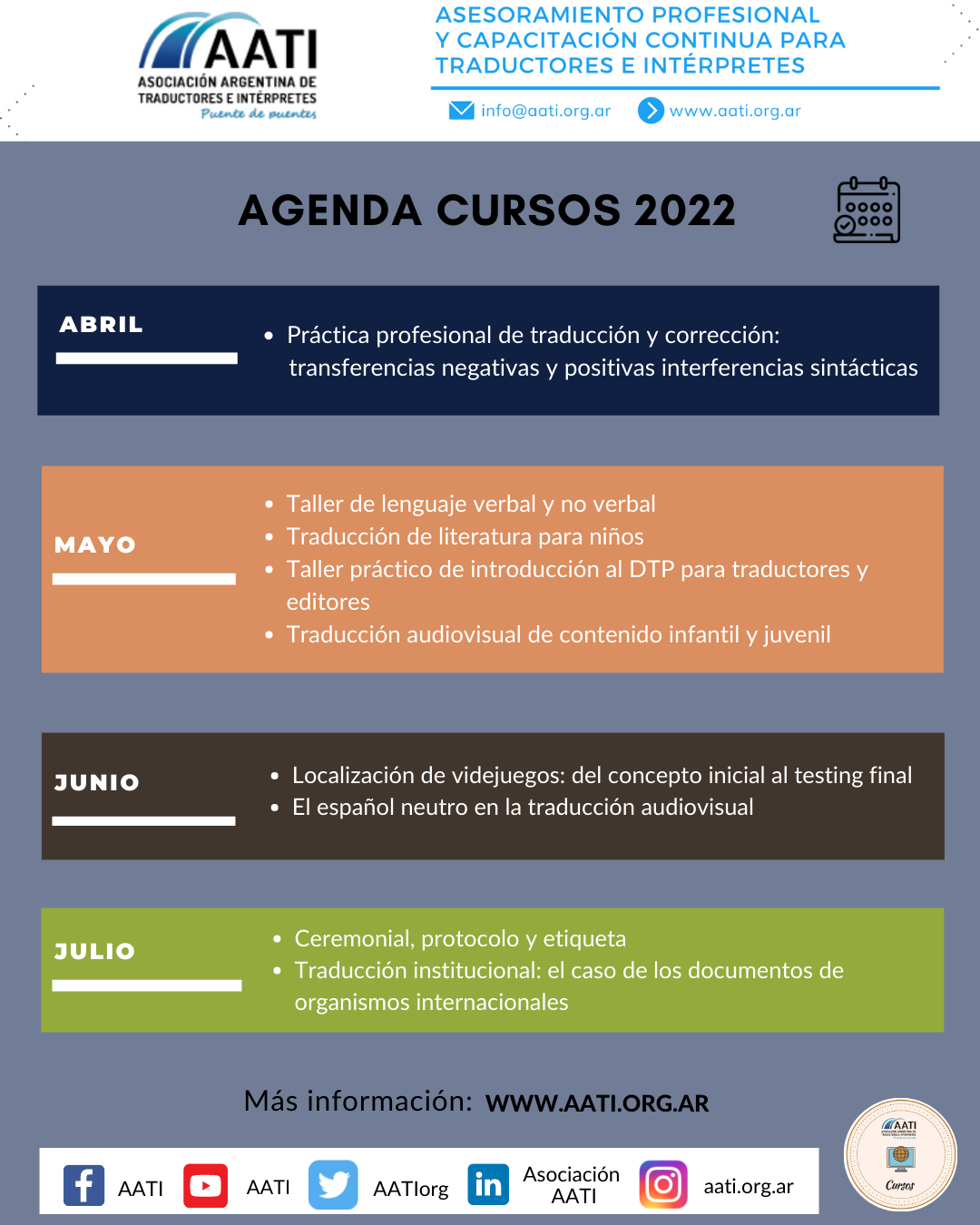 Agenda de cursos 2022
