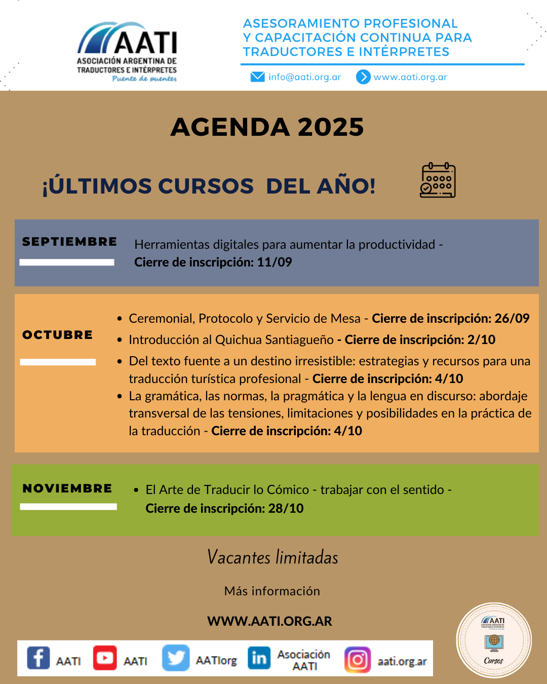 ¡Últimos cursos del año!