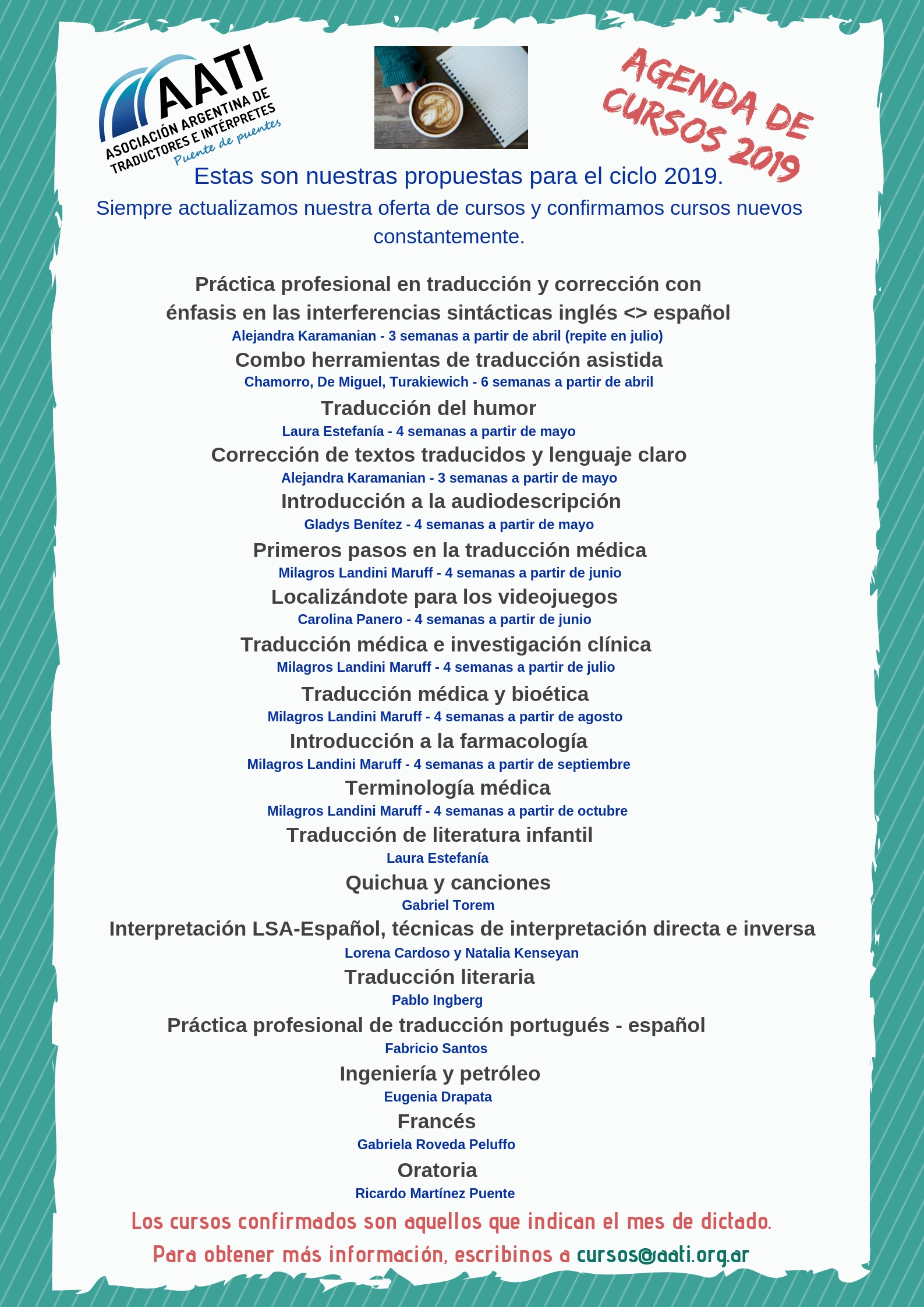Agenda de cursos 2019