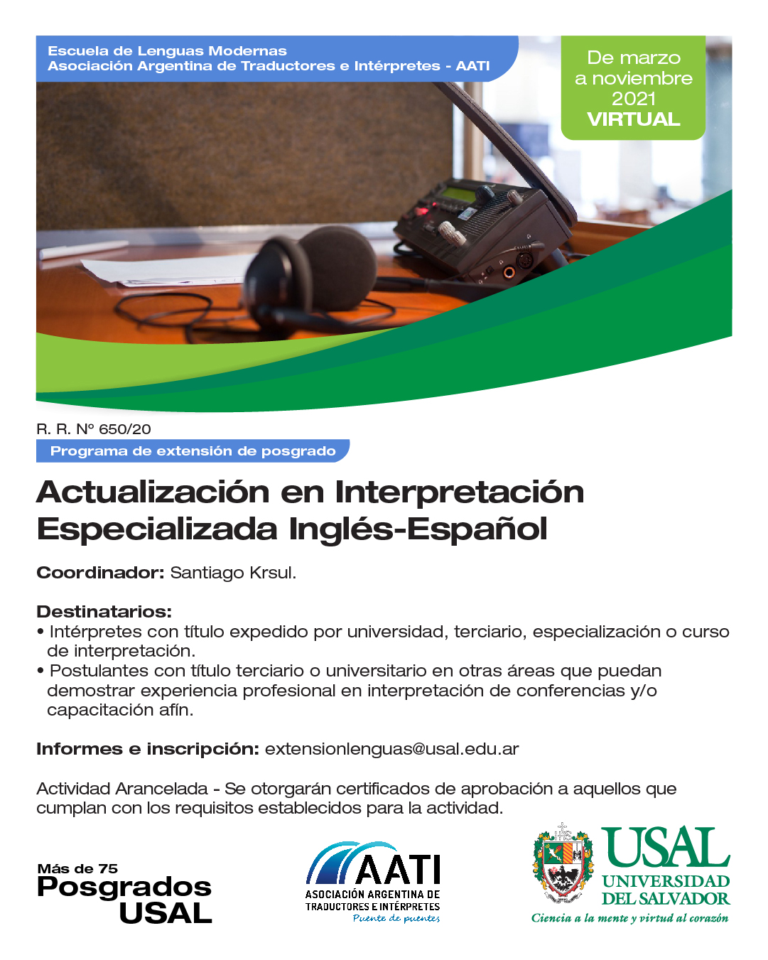 Segunda Edición de la Actualización en Interpretación Especializada AATI-USAL