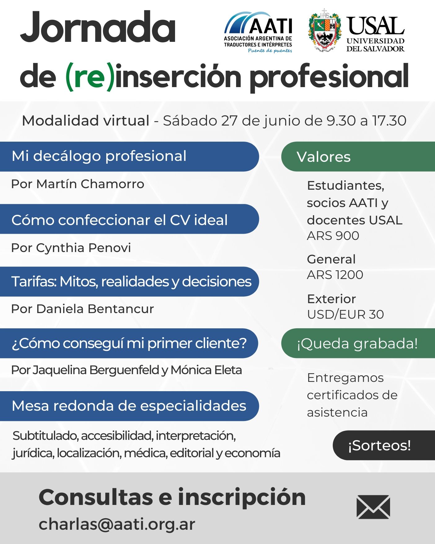 CERRADO: Jornada de (Re)inserción Profesional AATI-USAL