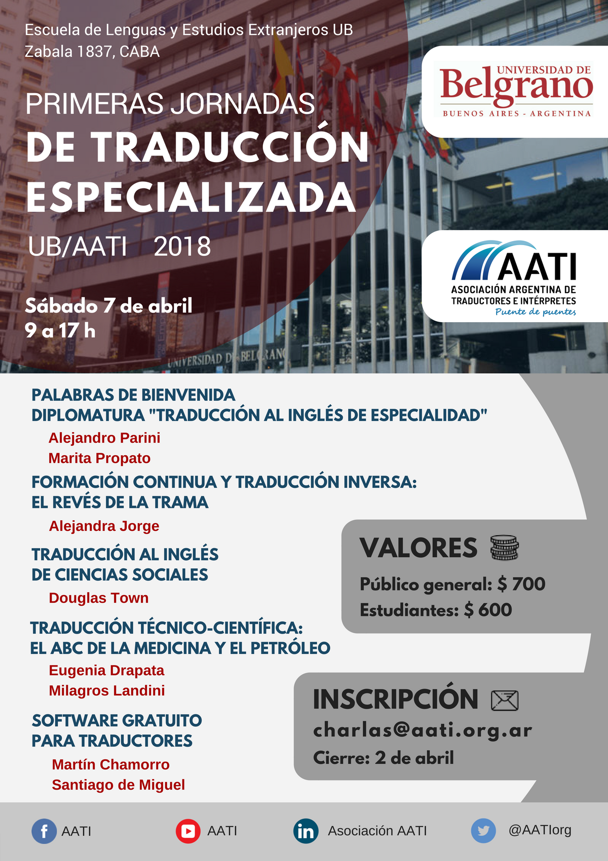 CERRADO: Primeras Jornadas de Traducción Especializada UB/AATI 2018