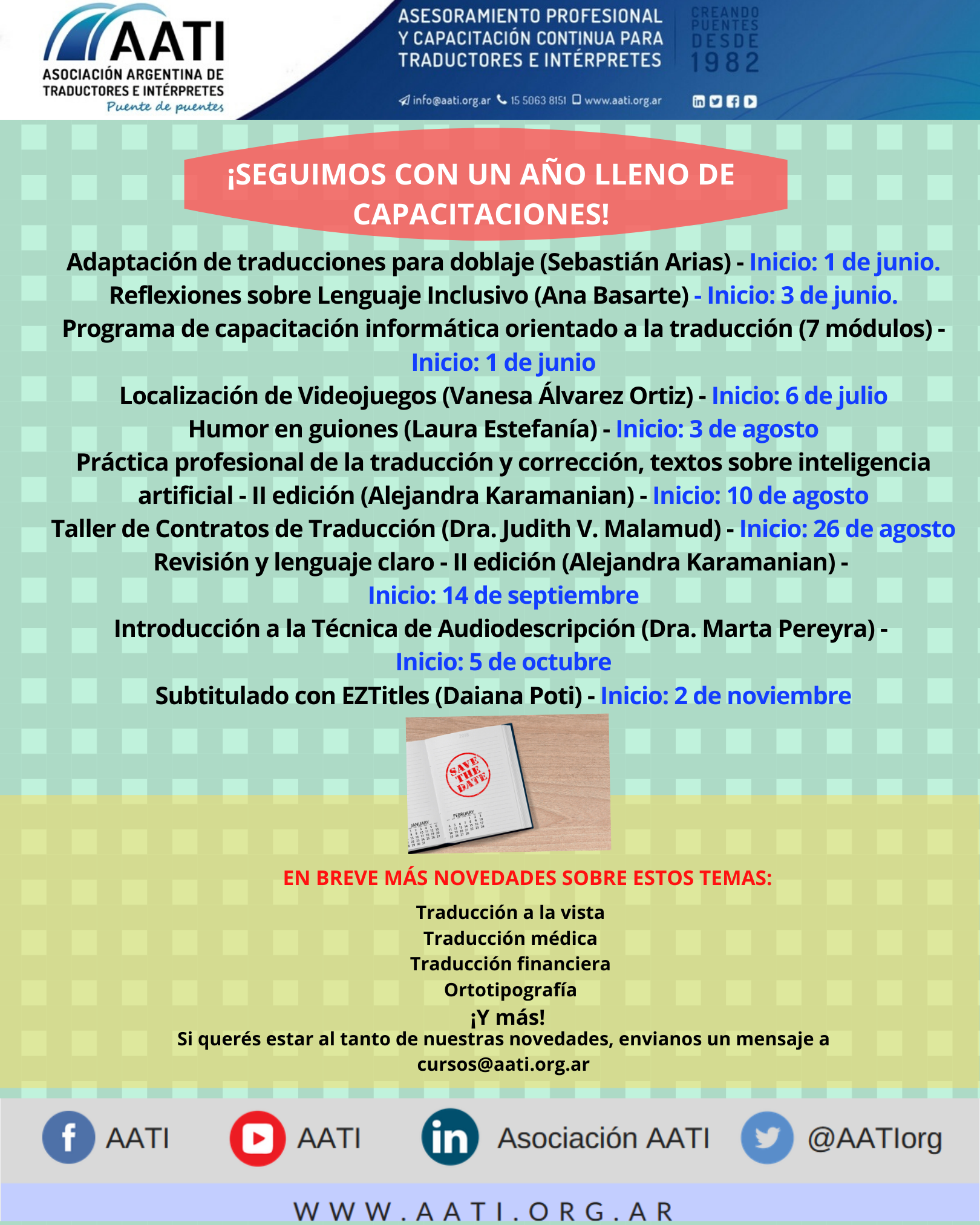 Nuevas capacitaciones para el 2020