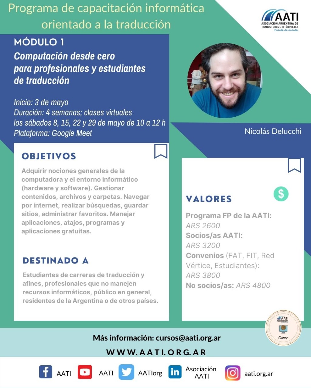 CERRADO: Módulo 1: Computación desde cero para profesionales y estudiantes de traducción (Programa de capacitación informática orientado a la traducción)