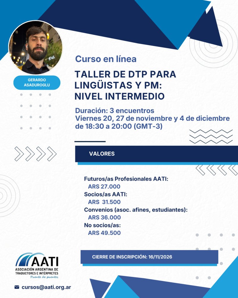 Taller de DTP para lingüistas y PM – INTERMEDIO - Segunda edición
